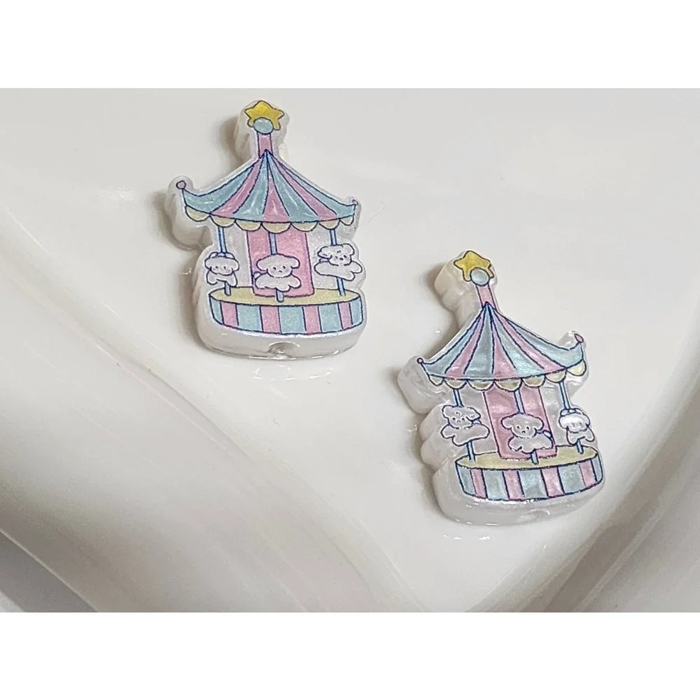 Carousel Beads 2 Pcs Focal Beads Beaded Pen Acrylic Jewelry Making Crafts